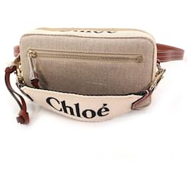 Borsa Pouch Chloé WOODY in Lino e Pelle