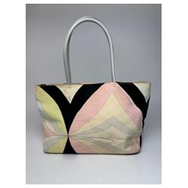 Borsa vintage in tela e pelle Emilio Pucci multicolore