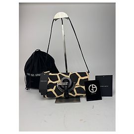 Vintage Giorgio Armani Leder Tasche neu mit Etiketten schwarz gelb