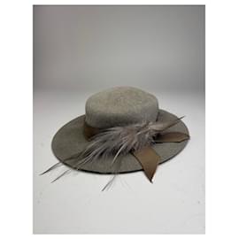Cappello in lana e piume Jil Sander vintage grigio