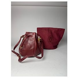 Borsa a secchiello in pelle vintage Cartier bordeaux