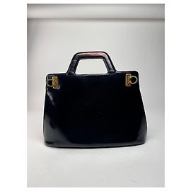 Bolso de cuero charol vintage Salvatore Ferragamo negro