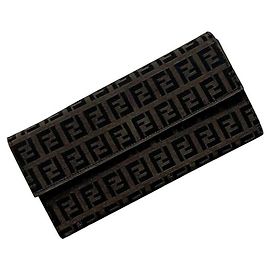 Portafoglio lungo bifold Fendi FF marrone
