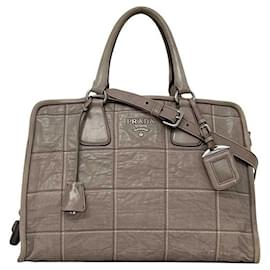 Borsa tote 2 in 1 in pelle nappa grigia Prada