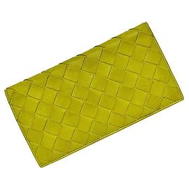 Cartera larga de piel amarilla Bottega Veneta