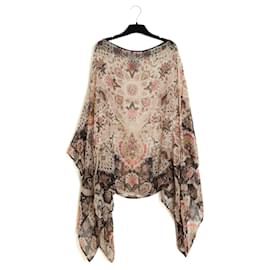 Etro 2021 Top Tunica Seta Marrone TU Seta Mussola Stampa Boteh Blusa Caftano OS