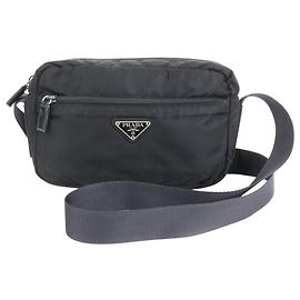 Borsa a tracolla incrociata in nylon nero con logo Prada Sport