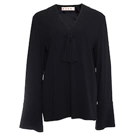 Blusa negra Marni con lazo y mangas acampanadas