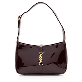 Saint Laurent Hobo Le 5 A 7 in Pelle Verniciata con Monogramma
