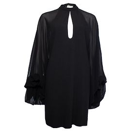 Schwarzes Kleid von Saint Laurent mit Puffärmeln