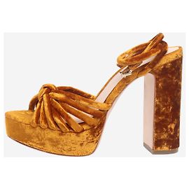 Loeffler Randall Sandalias de plataforma de terciopelo naranja óxido - talla EU 35.5