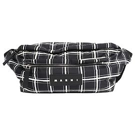 Marni Borsa a tracolla in nylon a quadri bianco e nero