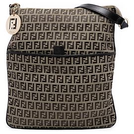 Borsa a tracolla in tela Zucchino marrone Fendi