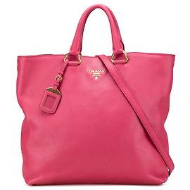 Borsa tote aperta e convertibile in vitello daino rosa Prada