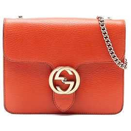 Gucci Arancione Piccolo Dollar in Pelle di Vitello Interlocking G Crossbody
