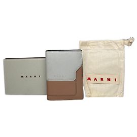 Vintage Marni Bicolor Leather Wallet Grey Brown