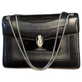 Bulgari Borsa in pelle nera Serpenti di Bvlgari