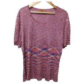 Autre Marque Missoni Striped Knit Short Sleeve Top
