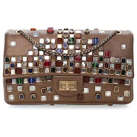 Chanel Marrone Parigi Byzance Gripoix Bijoux Riedizione 2.55 Pelle di Vitello Flap Singolo 225