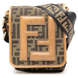 Fendi Borsa a tracolla Mini FF Zucca in tela marrone