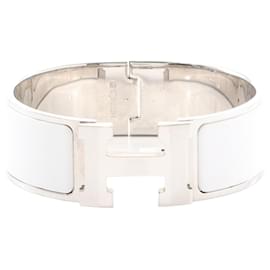 Hermès White Wide Enamel Clic Clac H Bracelet PM