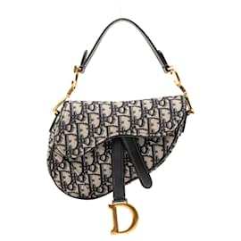 Borsa a sella mini obliqua blu Dior