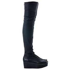Rick Owens Oberschenkelhohe Leder Wedge Stiefel
