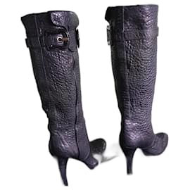 FENDI Black Textured Leather High Boots - Fendi