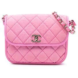 Chanel Piccola Borsa Messenger in Denim Trapuntato Rosa CC