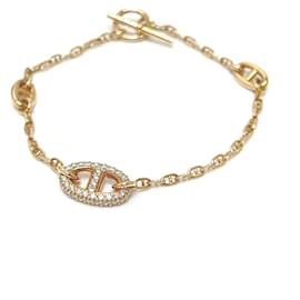 HERMES 18K Pink Gold Charm Bracelet with Diamonds - Hermès