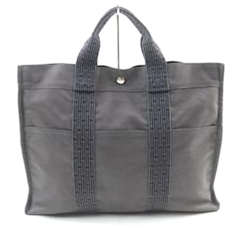 Hermès Her Line graue Canvas Tote Bag