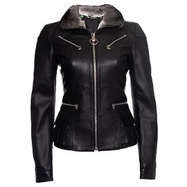 Giacca in pelle Philipp Plein con teschio di cristallo