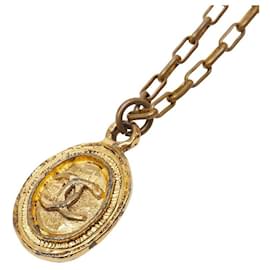CHANEL Coco Mark Necklace Black Golden Gold-plated ref.JC2590355