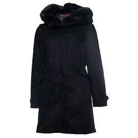 Parka de piel negra con capucha Woolrich