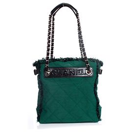 Borsa in tela trapuntata verde Chanel