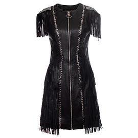 Vestido de cuero con flecos Philipp Plein