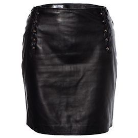 Gianni Versace leather skirt with medusa pins