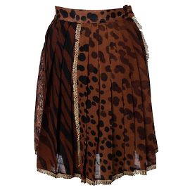 Gianni Versace Couture Leopard printed and pleated skirt