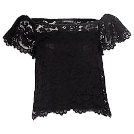 Schwarzes Spitzenoberteil Twin Set