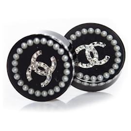 Orecchini rotondi con perle e strass Chanel
