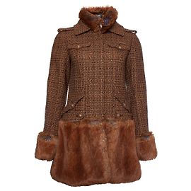 Abrigo de tweed de Chanel con piel sintética