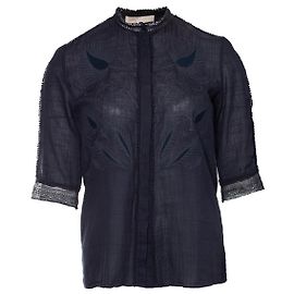 Blusa azul bordada abierta Vanessa Bruno