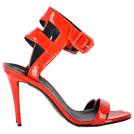  Giuseppe Zanotti High Ankle Strap Sandal Heels in Red Patent Leather