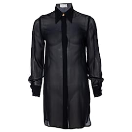Blusa in seta nera Gianni Versace con bottoni Medusa