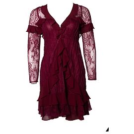 Autre Marque Vestido de renda vermelha com babados For Love & Lemons
