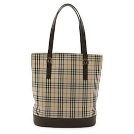 Burberry Nova Check Shadow Horse Leather Tote Bag in Very Good