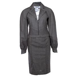 Completo grigio Christian Dior con stampa a pois in velluto