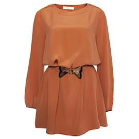Chloé Vestido marrón Chloe con cinturón en la cintura