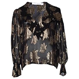 Schulterfreies Rüschenshirt aus schwarzem und goldenem Lurex Labra von IRO - Iro