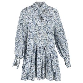 Stella Mc Cartney Vestido con cuello de lazo en seda estampada floral Stella McCartney